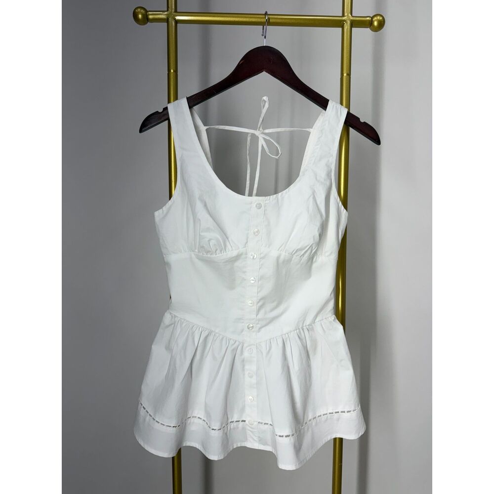 NWOT Anthropologie En Saison Brittany Peplum Top White Button Front Size S - Picture 4 of 10